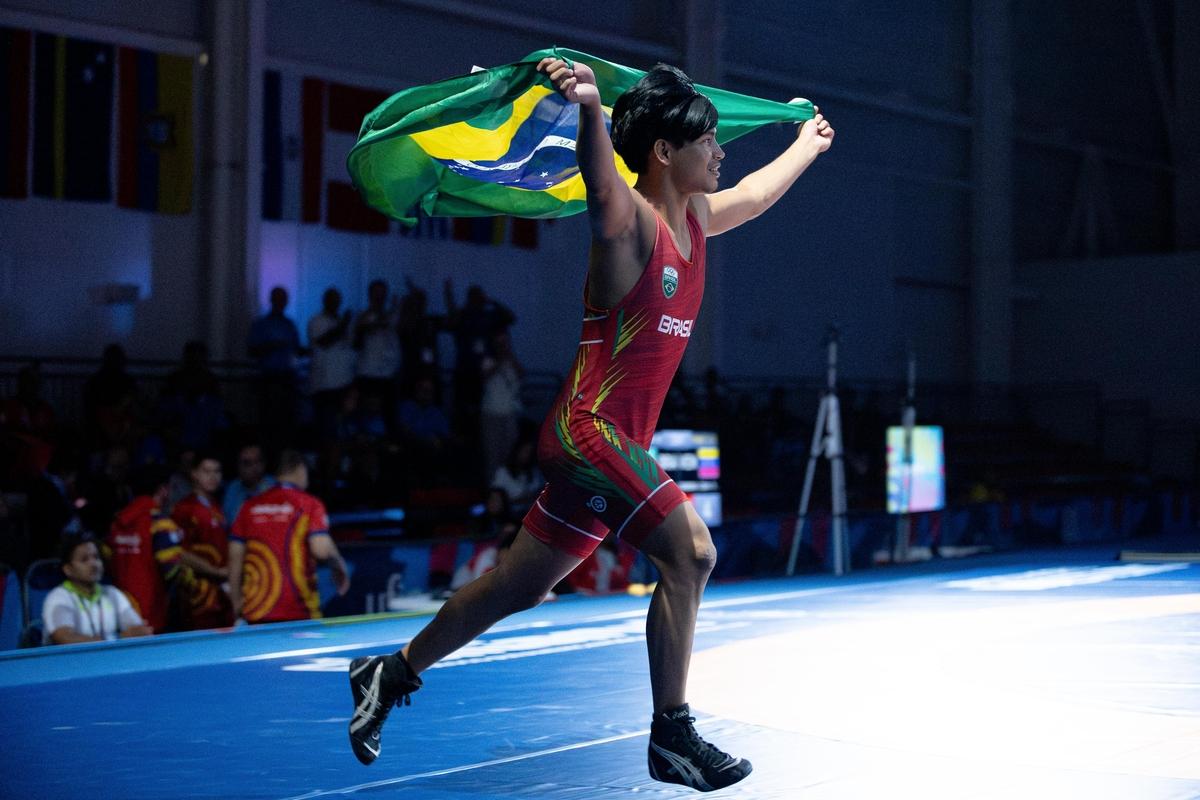 Lavozier Marubo é ouro no wrestling no Panamá 2026. Foto: Léo Barrilari/COB