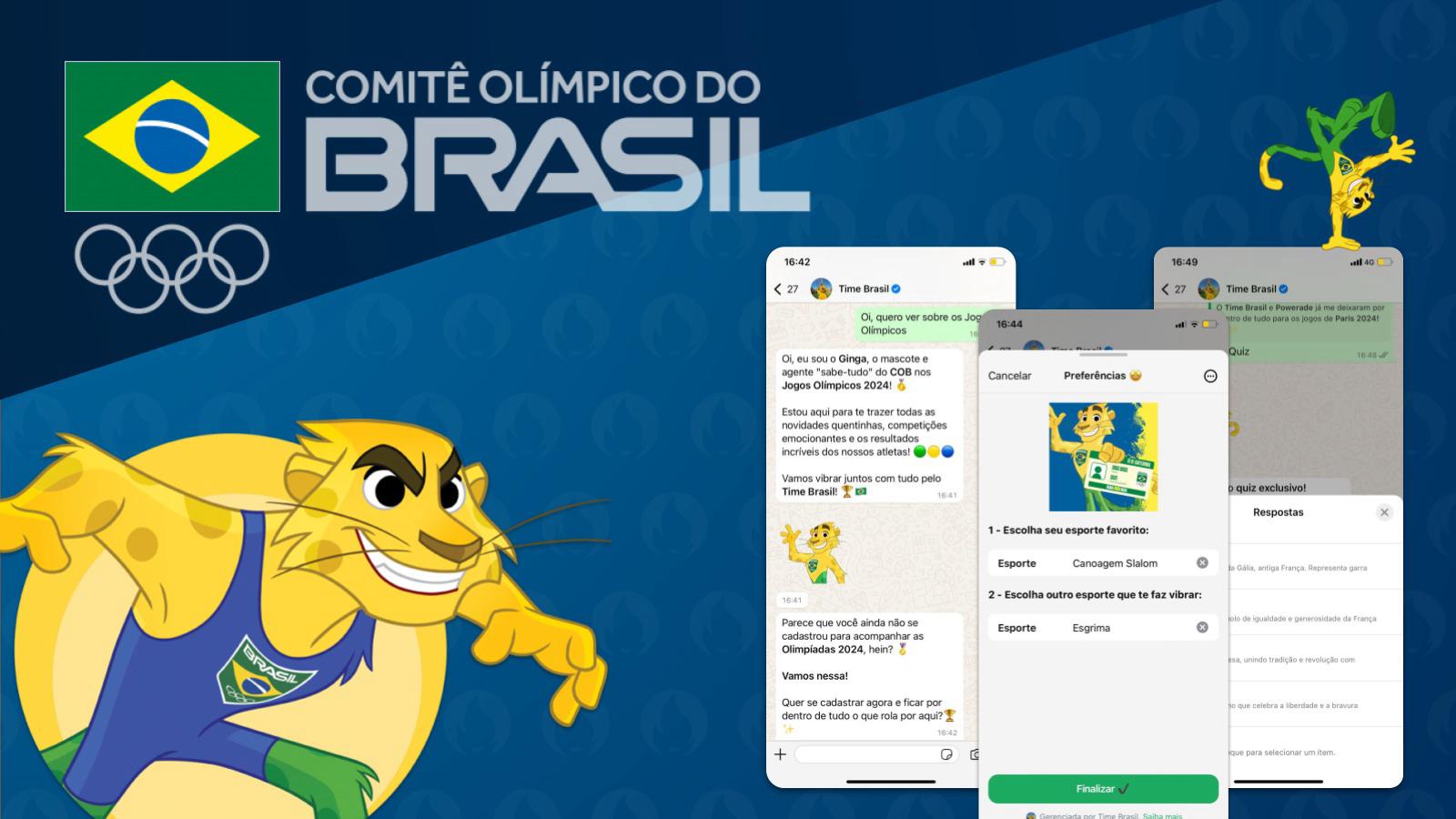 COB e Meta lançam chatbot Time Brasil para os Jogos Olímpicos. Divulgação/COB COB e Meta lançam chatbot Time Brasil para os Jogos Olímpicos